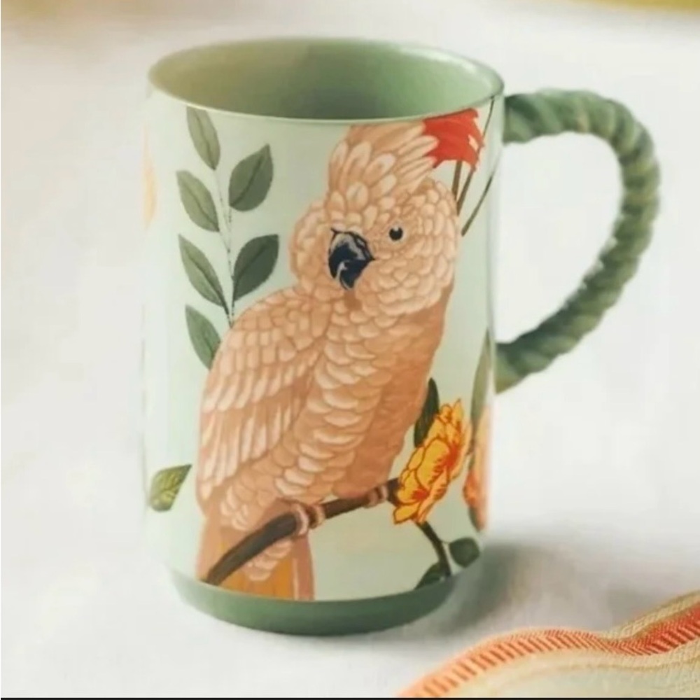 Anthropologie Tropical Parrot Mug - Green and Orange Mug - Picture 2 of 2